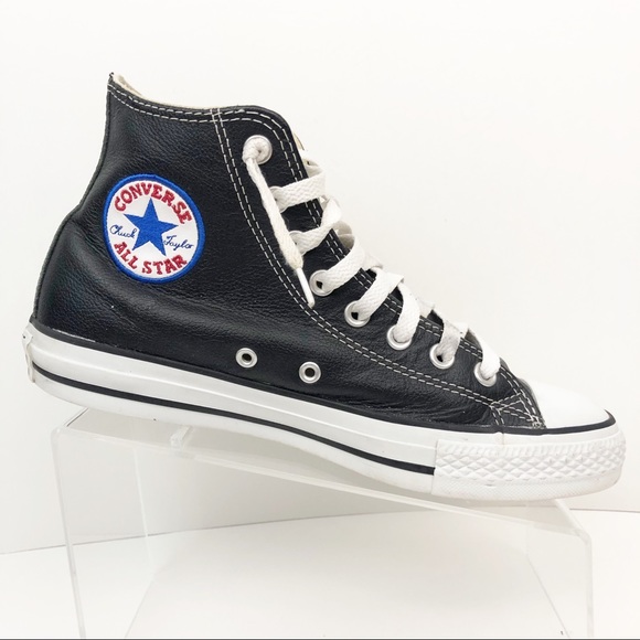 Converse All Star High Leather Black Size 9 - Picture 6 of 8